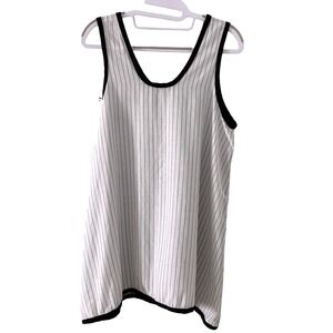 Cynthia Ashby White Black Stripe Sleeveless Scoop Neck Tank Top Reversible O/S
